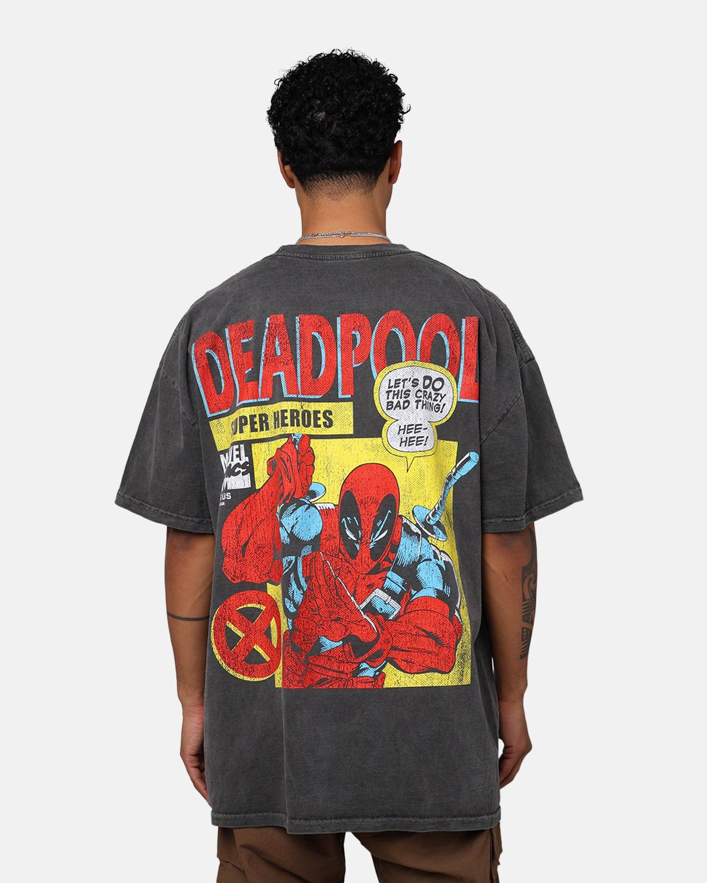 Marvel Deadpool Comic Heavyweight T-Shirt Black Wash UVProtectionFinish Street Style