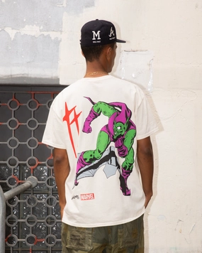 Marvel Spider-Man Green Goblin T-Shirt Off White Multi Directional Stretch cycling outfit
