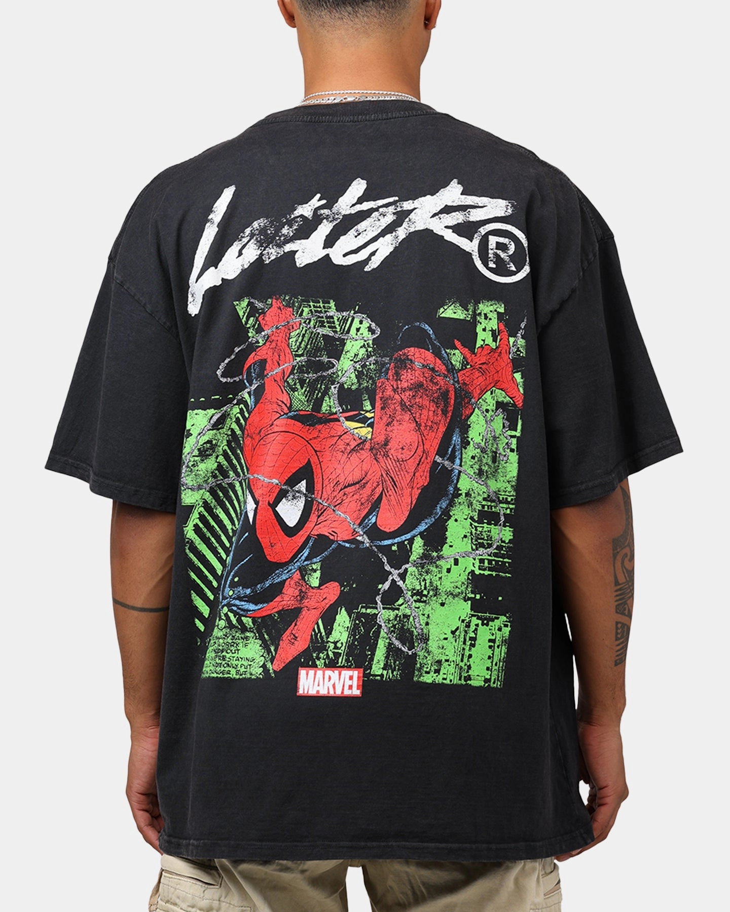 Sporty essentials Marvel Spider-Man T-Shirt Black Acidwash