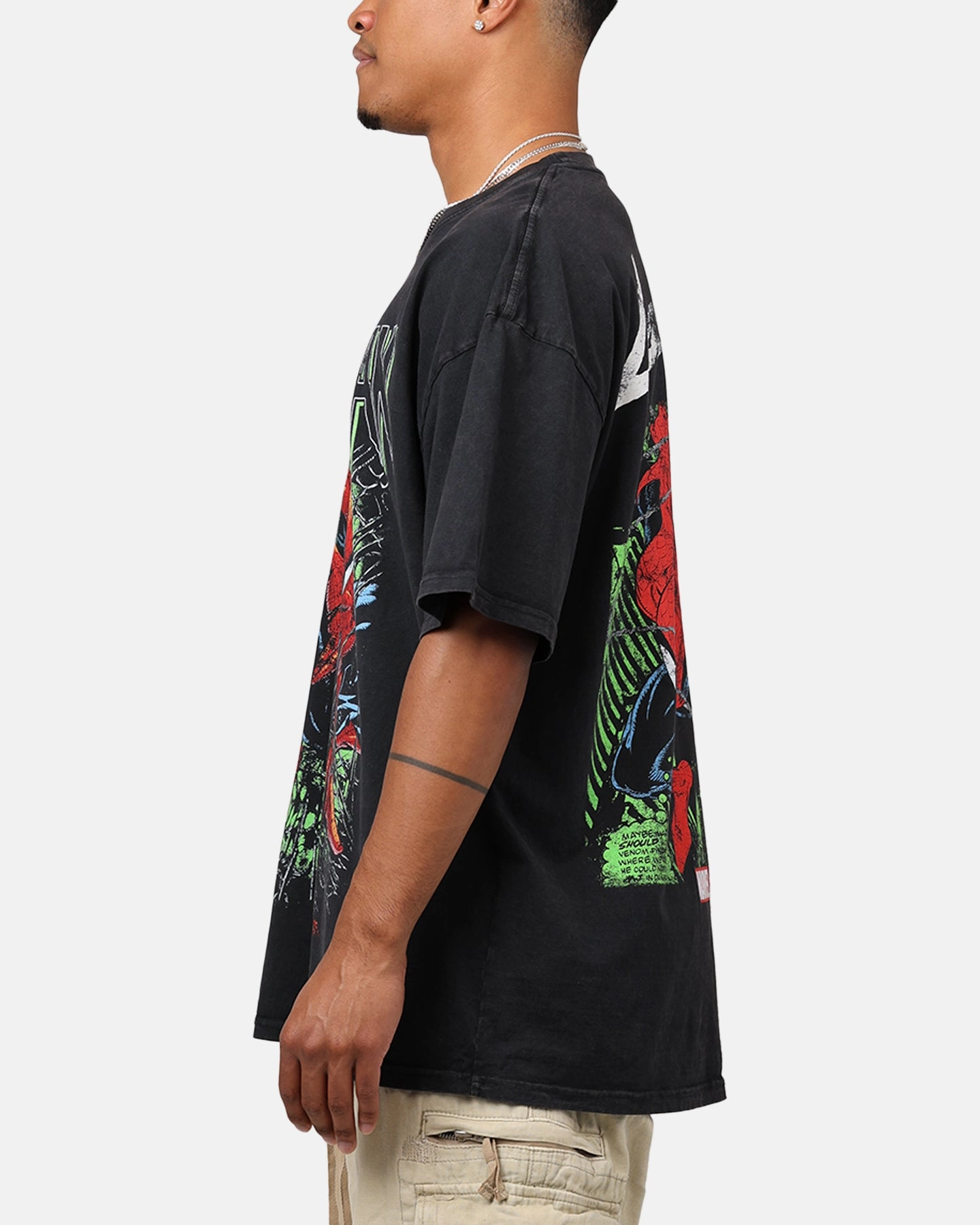 Breathable Essentials Marvel Spider-Man T-Shirt Black Acidwash