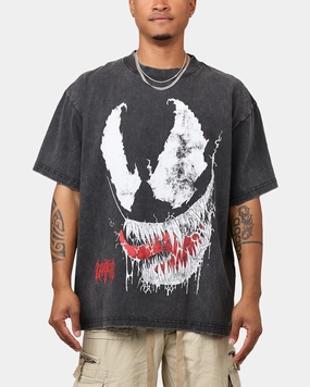 Unisex Core Marvel Spider-Man Venom T-Shirt Black Acidwash