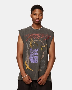 Marvel Thanos Heavyweight Vintage Muscle T-Shirt Black Wash Printed design
