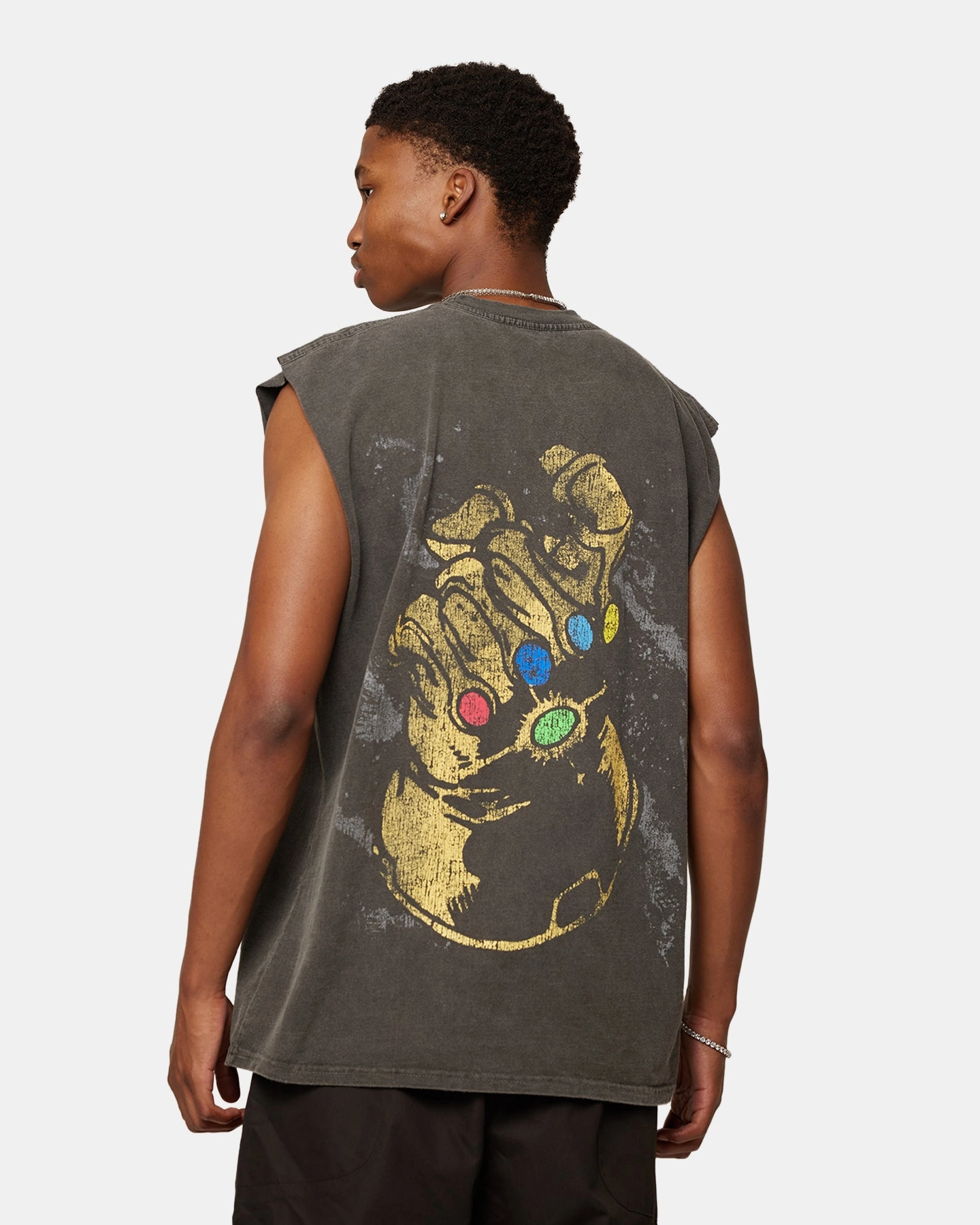 Chilly Weather Style Comfortable Layer Marvel Thanos Heavyweight Vintage Muscle T-Shirt Black Wash