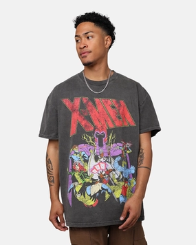 Marvel X-Men The X-Men Heavyweight Vintage T-Shirt Washed Black Floral freshness Eco Friendly Production