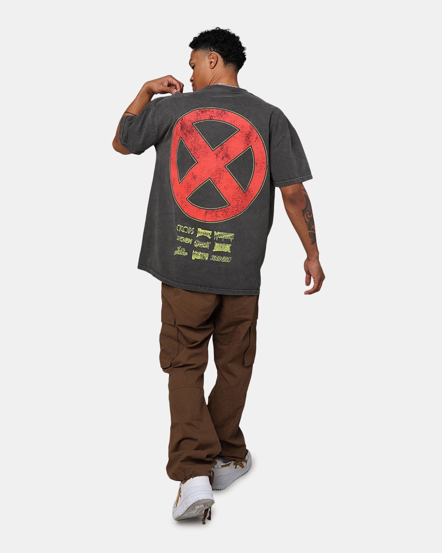 Marvel X-Men The X-Men Heavyweight Vintage T-Shirt Washed Black Oversized Cut Fashion Outfit