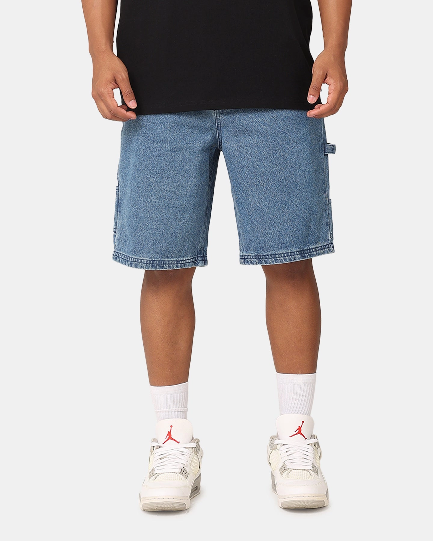 Carre Carpenter Jorts Mid Blue Denim Silk Touch spandex blend