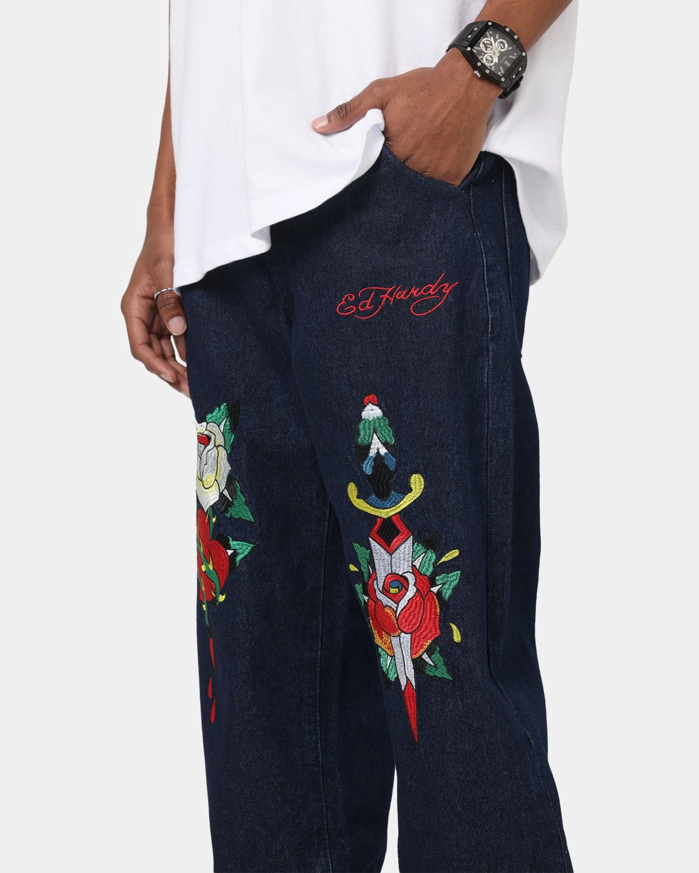 Light Layers Ed Hardy Once Wounded Jeans Dark Indigo