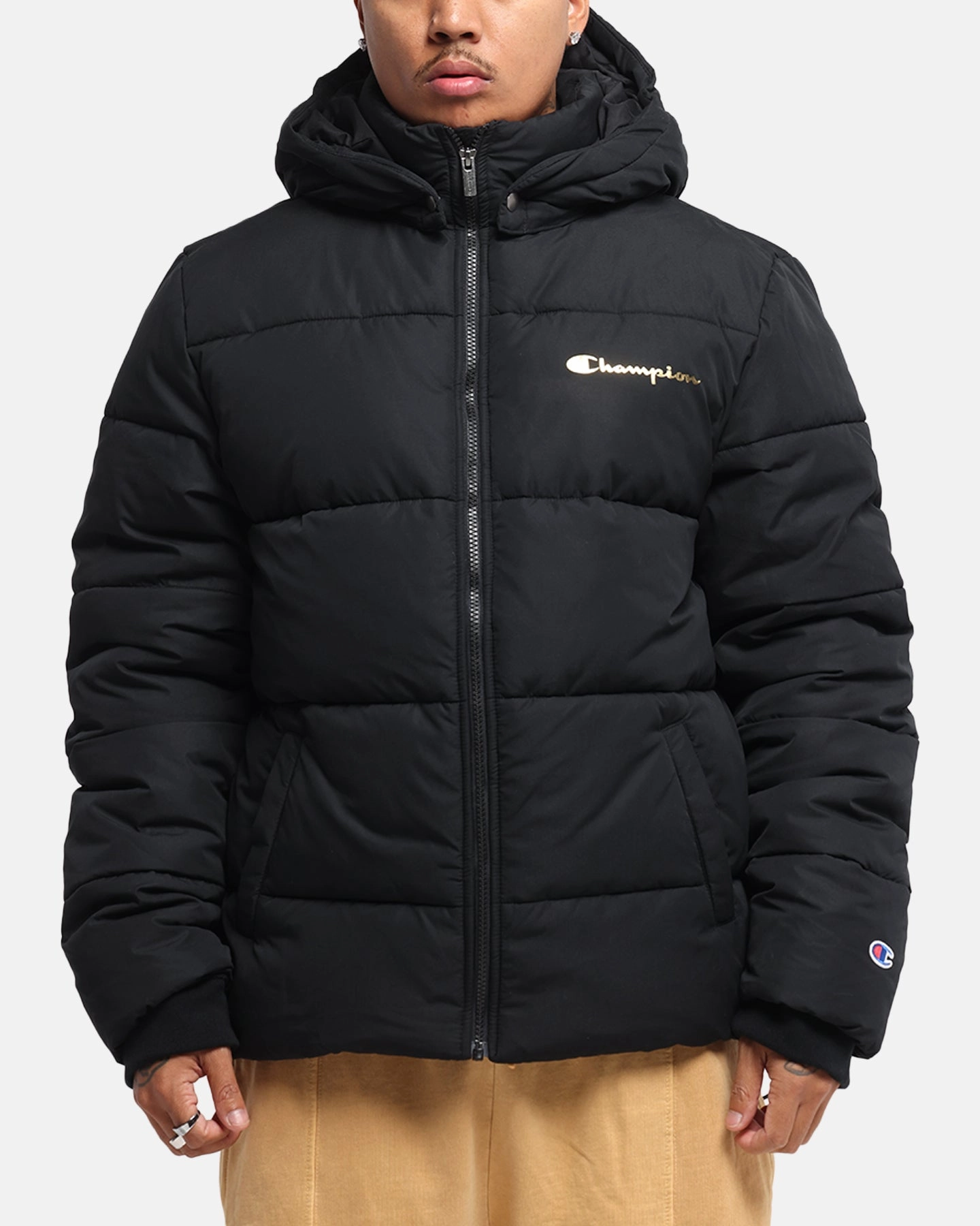 Champion Rochester Puffer Jacket Black/Gold Smooth Gliding Liners