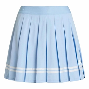 Versatile Fit Chic Mood Ralph Lauren 4-Way Stretch High Waisted Pleated A-Line 16" Golf Skort Cold Springs/Ceramic White - SP25 Women