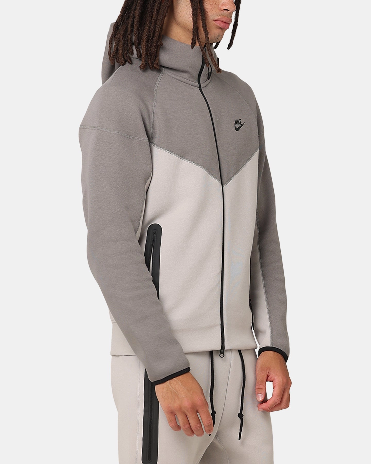 Nike Sportswear Tech Fleece Windrunner Full Zip Hoodie Lt Iron Ore/Flat Pewter/Black Double layer fabric