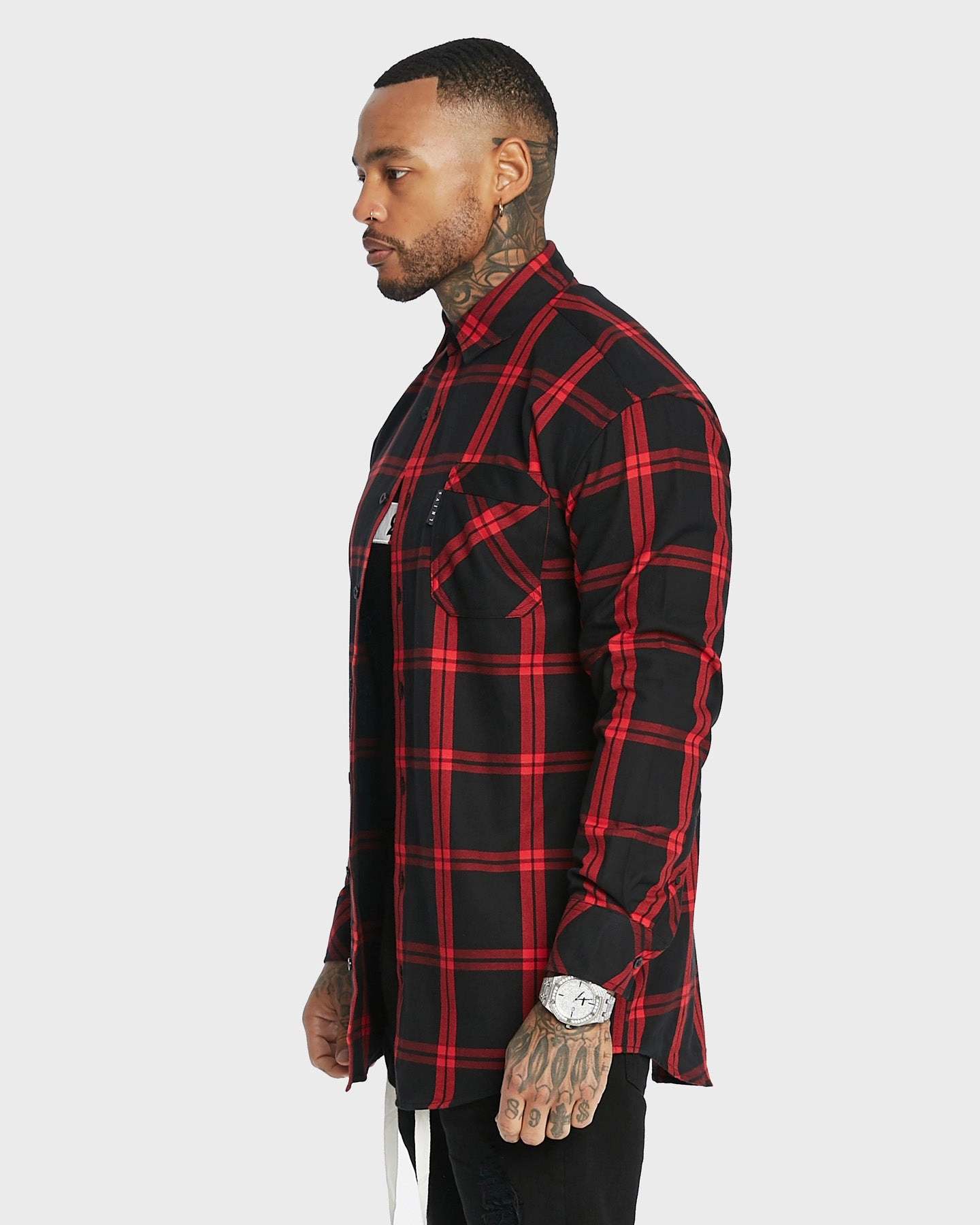 suitable for solo travel TearResistant Ripstop Nylon Saint Morta Men's Prima Long Sleeve Flannel Shirt Red/Black