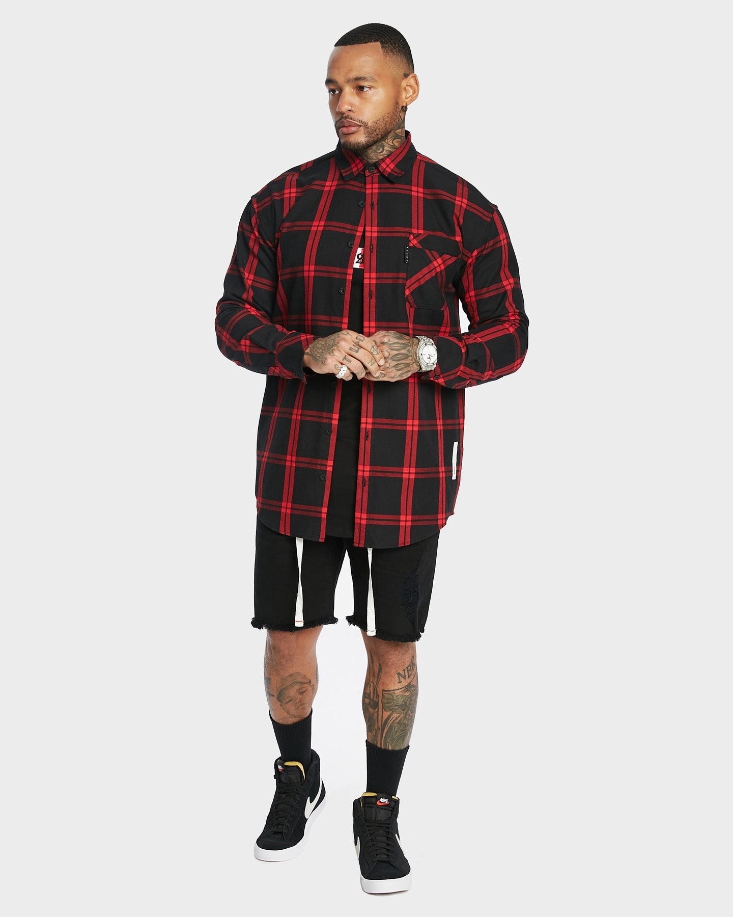Windproof Outer Layer QuickDryFabric Saint Morta Men's Prima Long Sleeve Flannel Shirt Red/Black