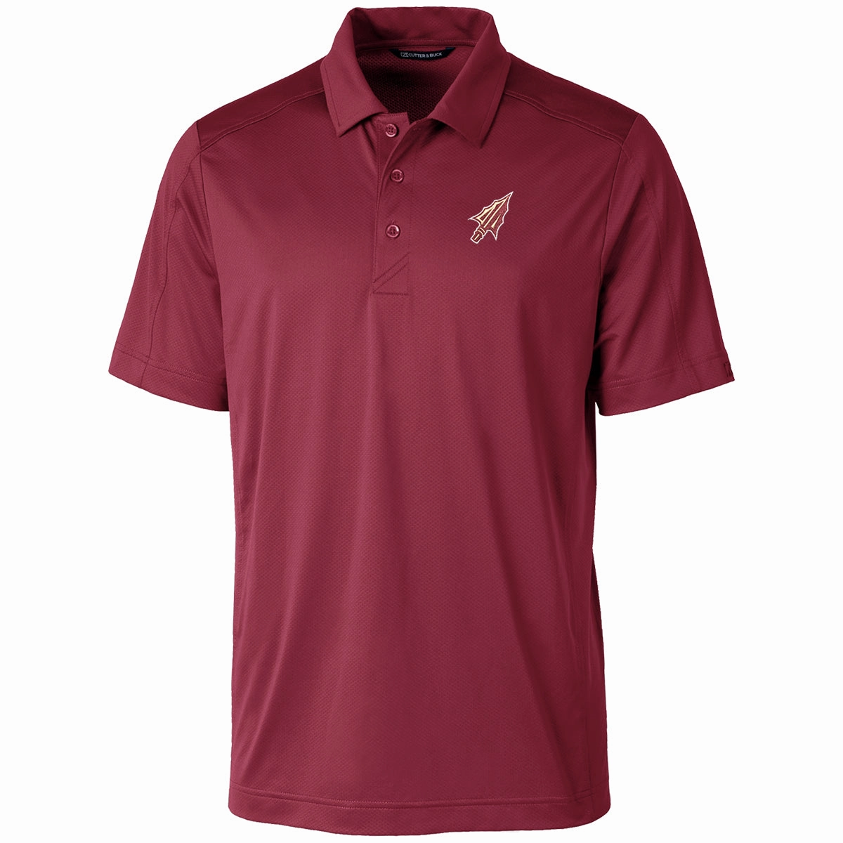 Pocket Detail Cutter & Buck Men's Arrowhead Logo Textured Stretch Polo - Garnet