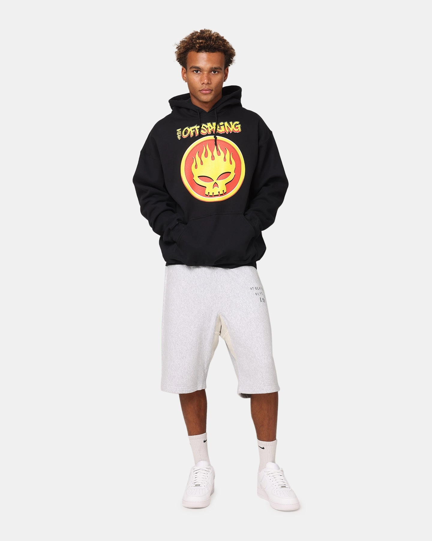 High Collar Silicone Grip Hem The Offspring Offspring Logo Hoodie Black