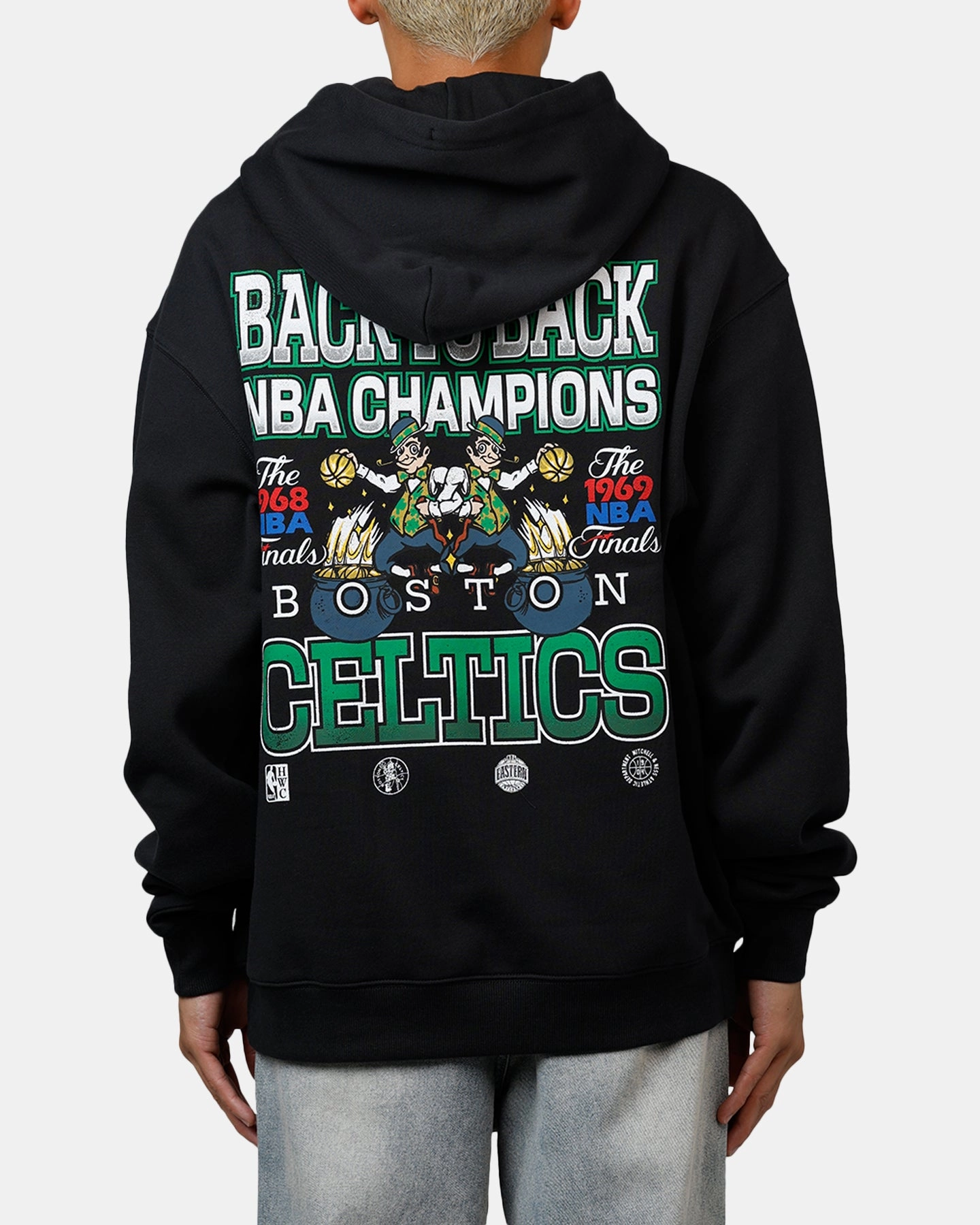 Mitchell & Ness Boston Celtics Back To Back Hoodie Faded Black Abrasion Resistant Surface