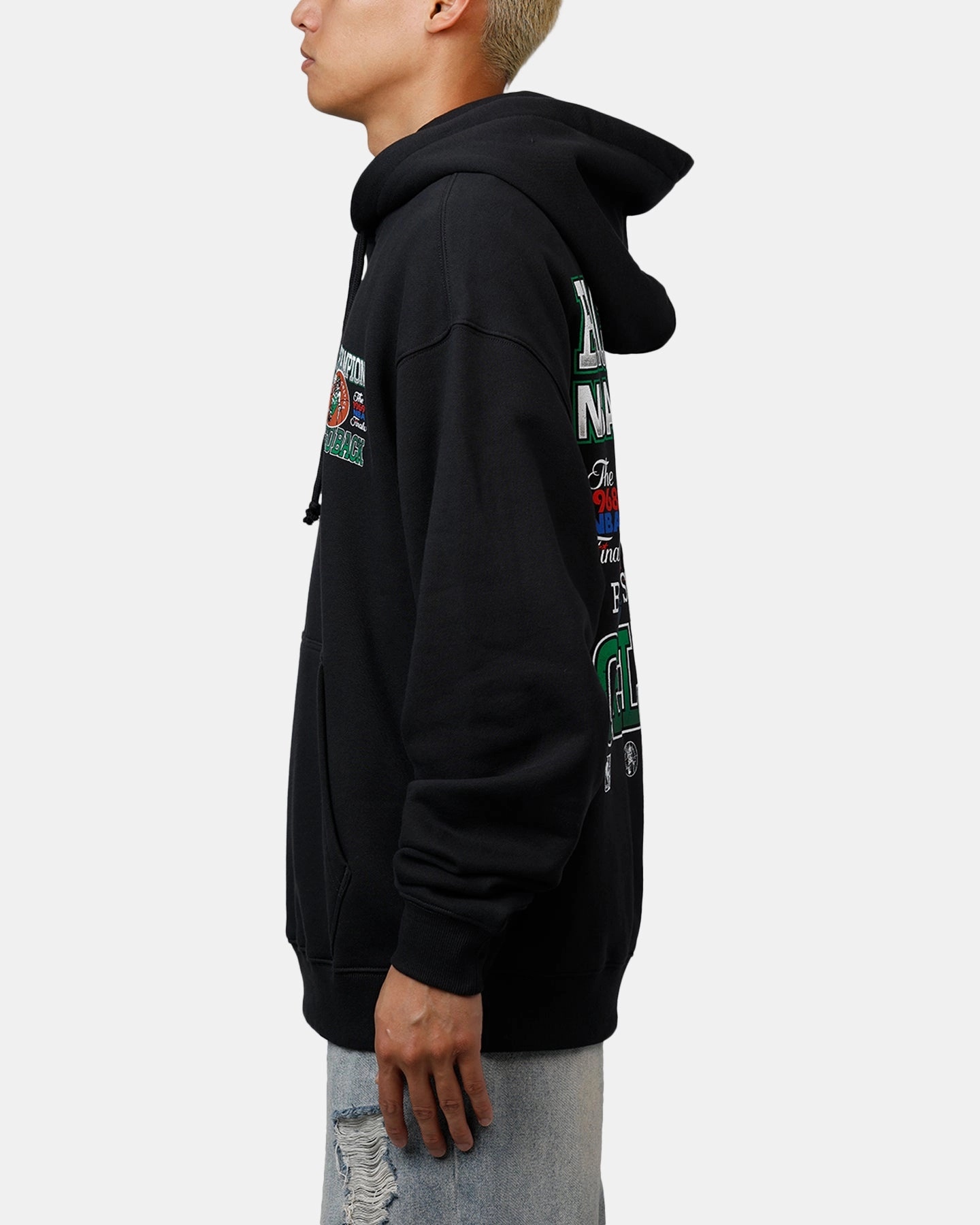 Athletic Fit Water Repellent Coating Mitchell & Ness Boston Celtics Back To Back Hoodie Faded Black