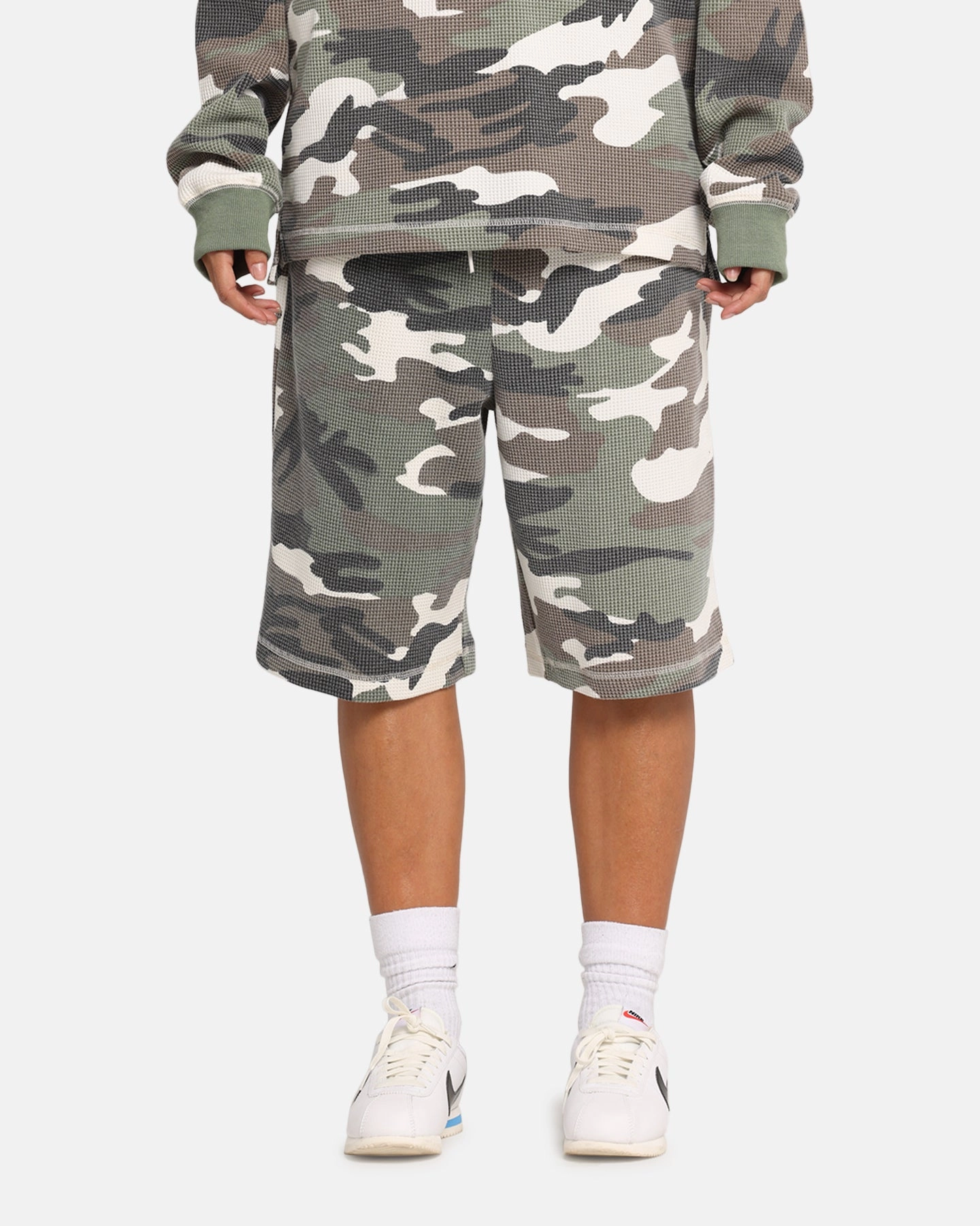 XXIII Printed Thermal Shorts Camo fashion industry button-down look
