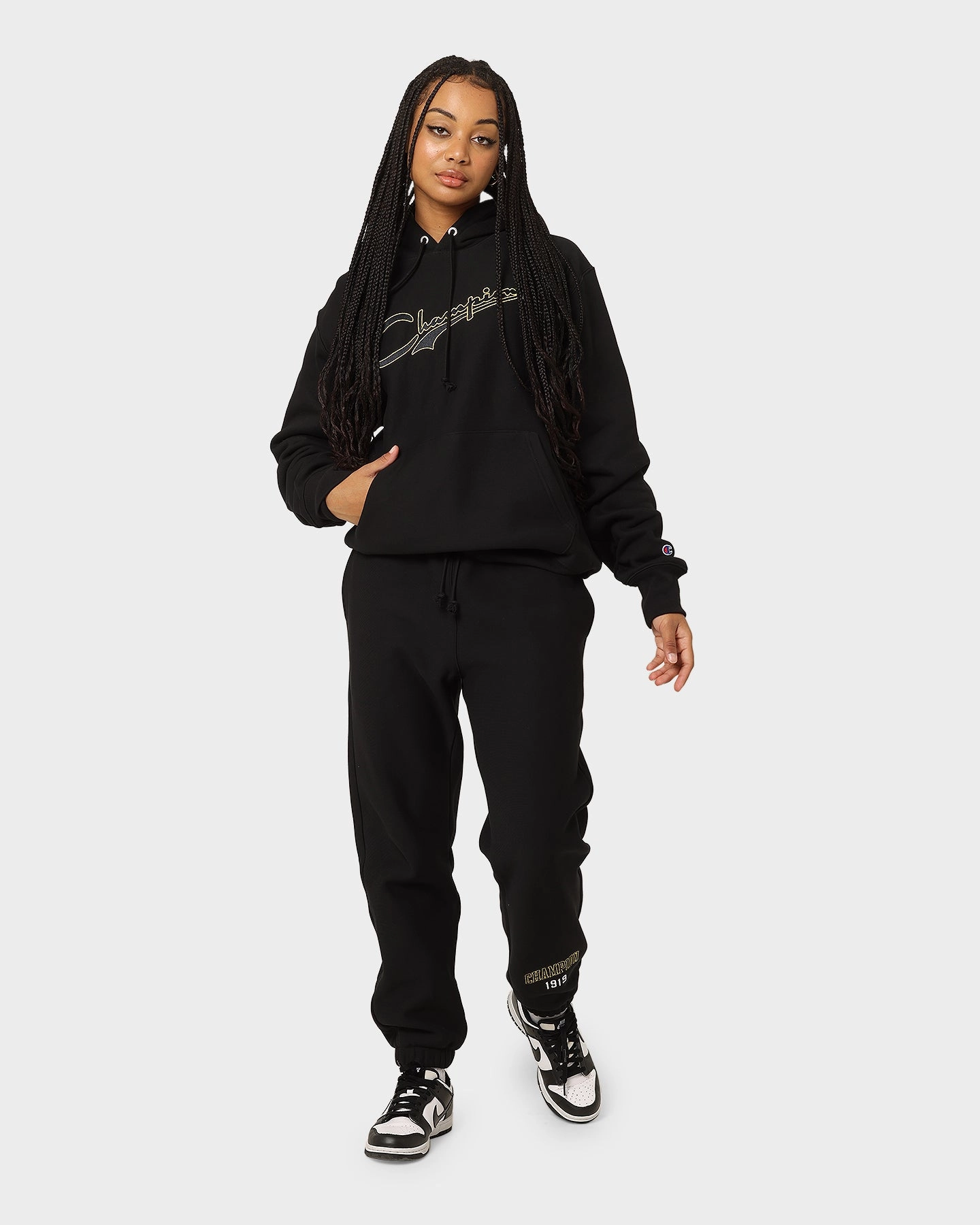 Volunteer Paper Champion Reverse Weave Archive Script Hoodie Black/Gold