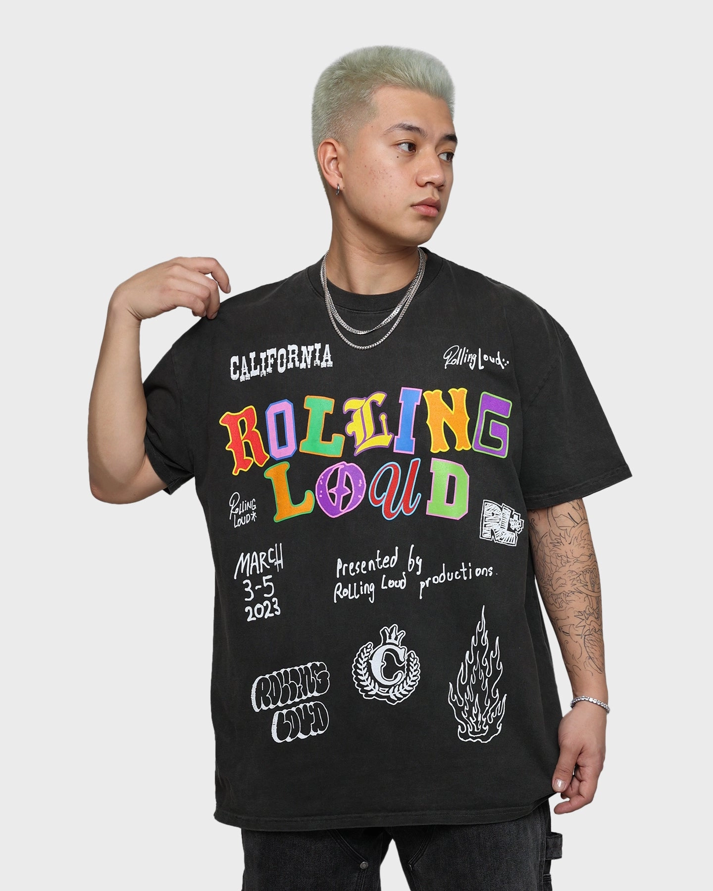Rolling Loud Rolling Loud Line Up Vintage T-Shirt Black Wash Trendy Comfort Fit