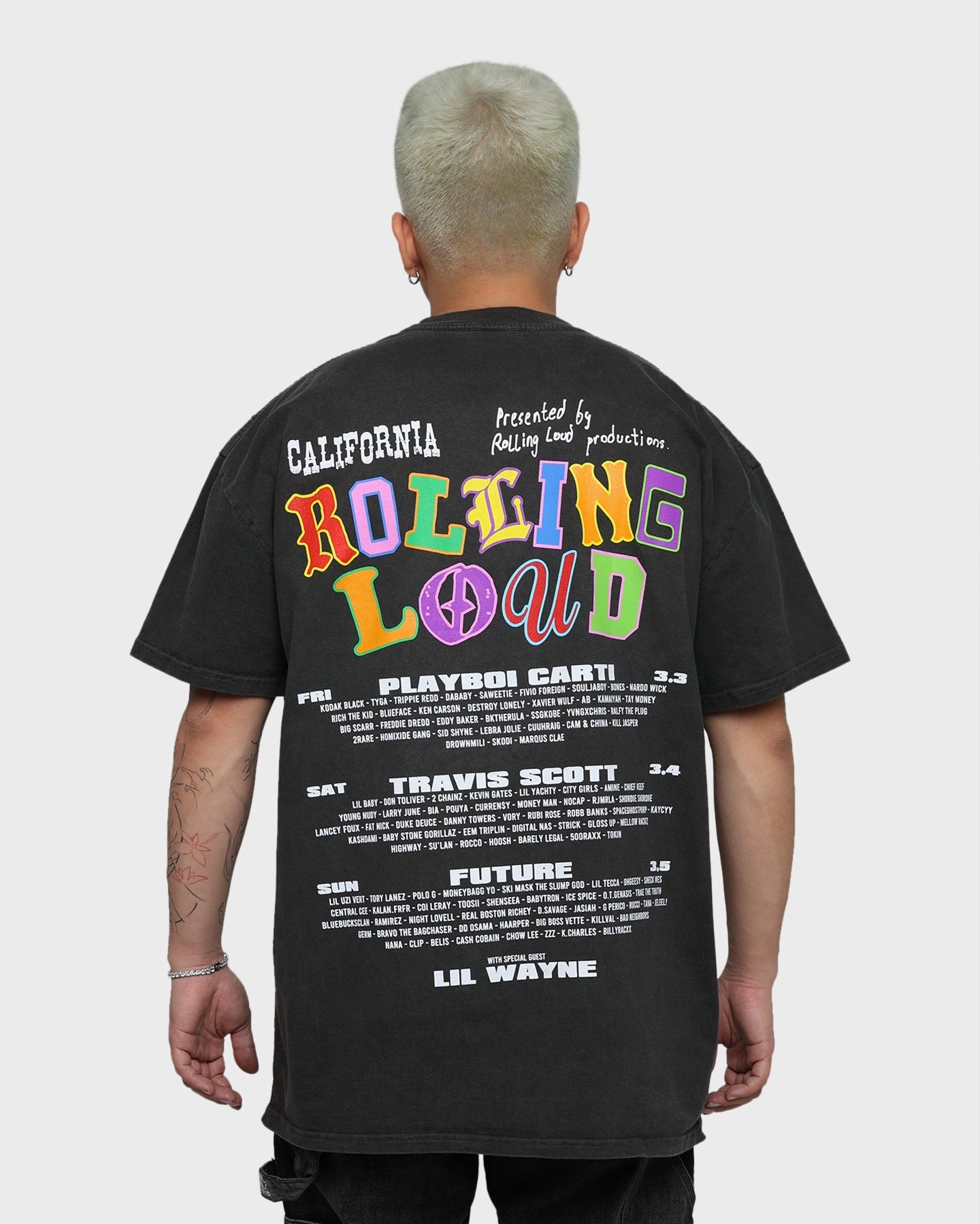 Rolling Loud Rolling Loud Line Up Vintage T-Shirt Black Wash Modern Layering