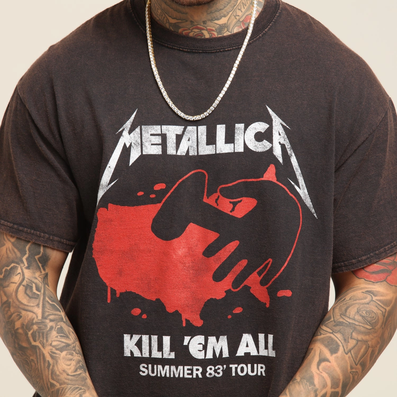 color blocking Metallica Kill 'Em All Vintage Tee Washed Black
