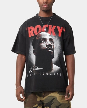 Comfortable apparel UFC By Culture Kings Leon 'Rocky' Edwards Vintage T-Shirt Black Acidwash