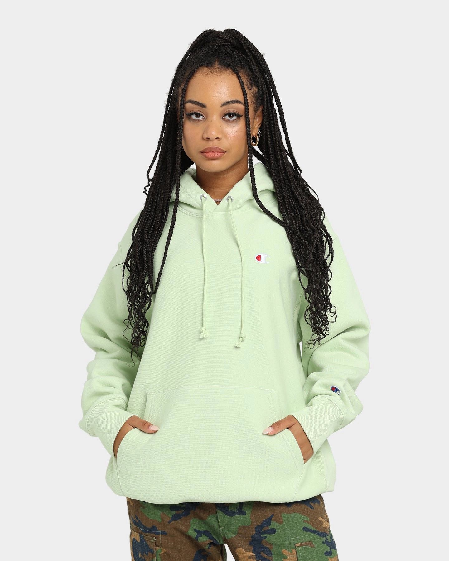 Noise Free Movement Champion Reverse Weave Small C Hoodie Mint To Green