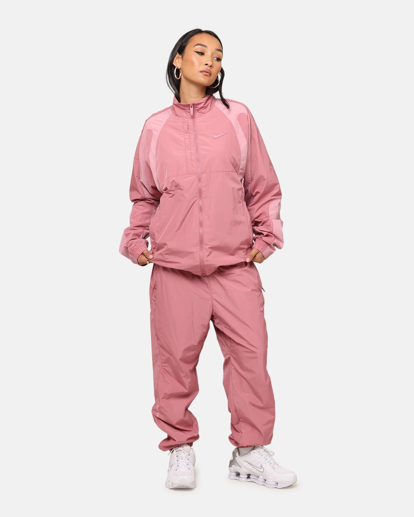 Nike Nocta Northstar Nylon Track Jacket Desert Berry Soap wedding guests