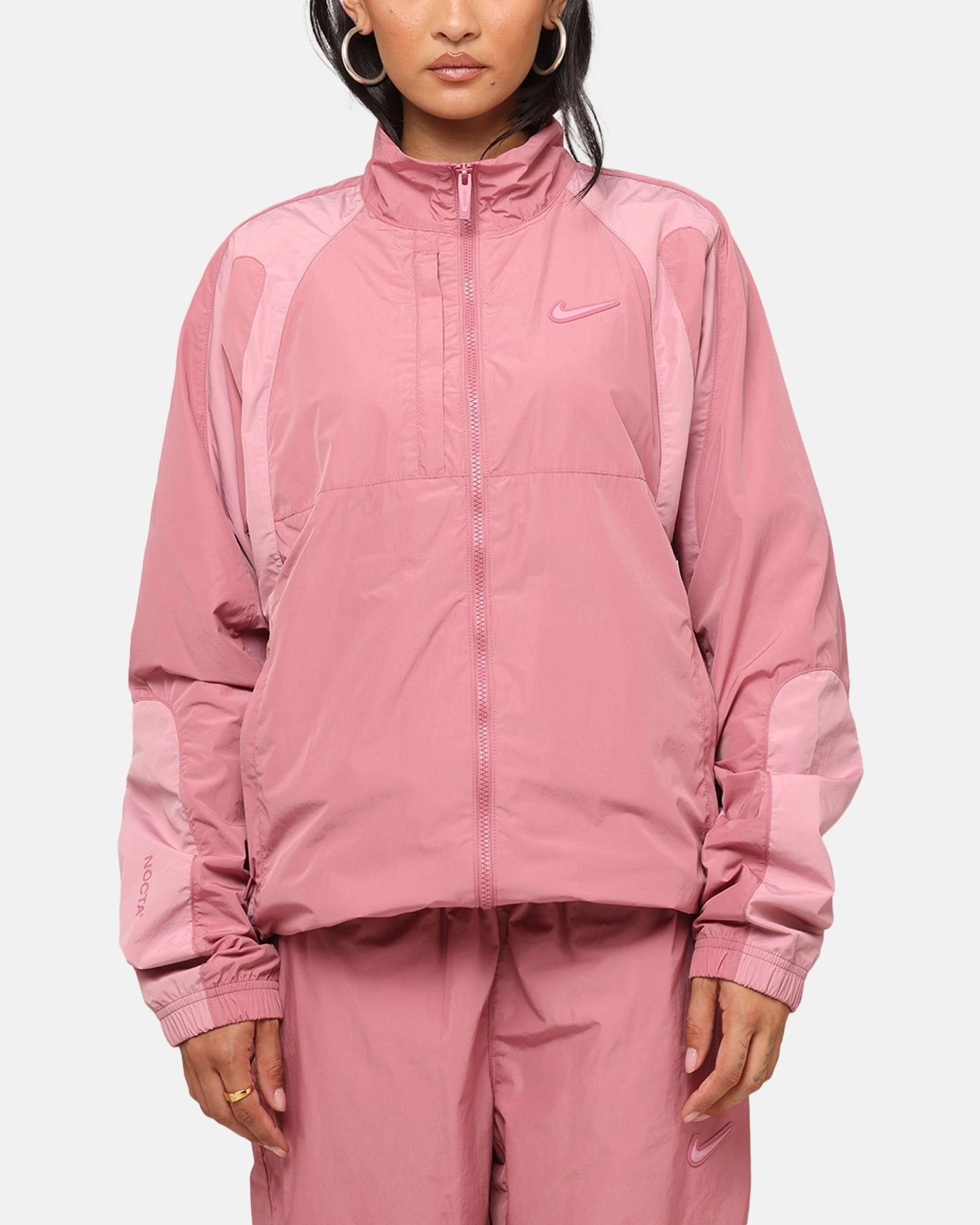 Nike Nocta Northstar Nylon Track Jacket Desert Berry High Collar Fit