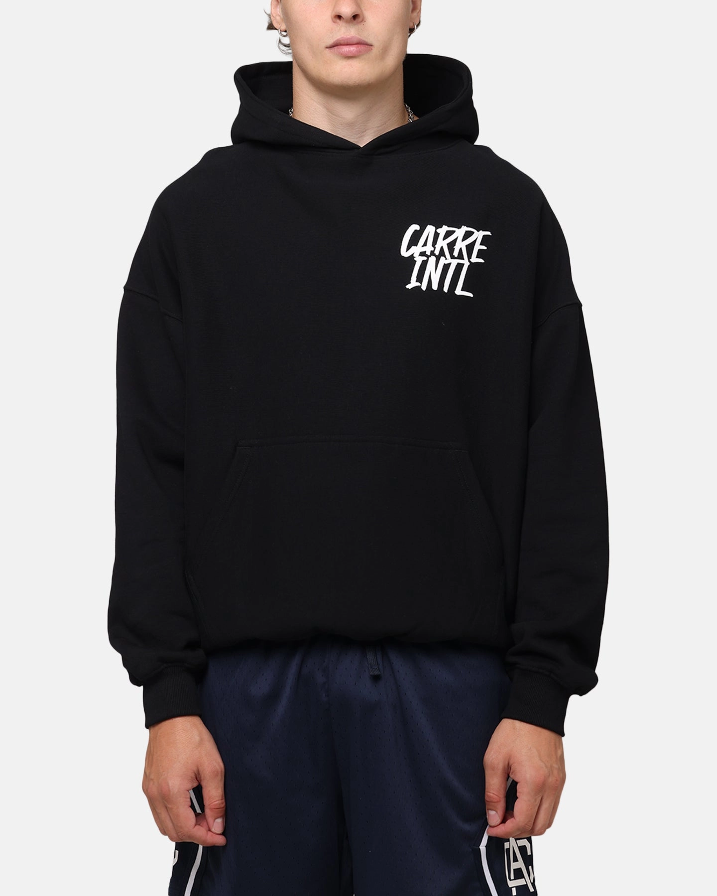 Carre International Hoodie Black Multi Pocket no pocket
