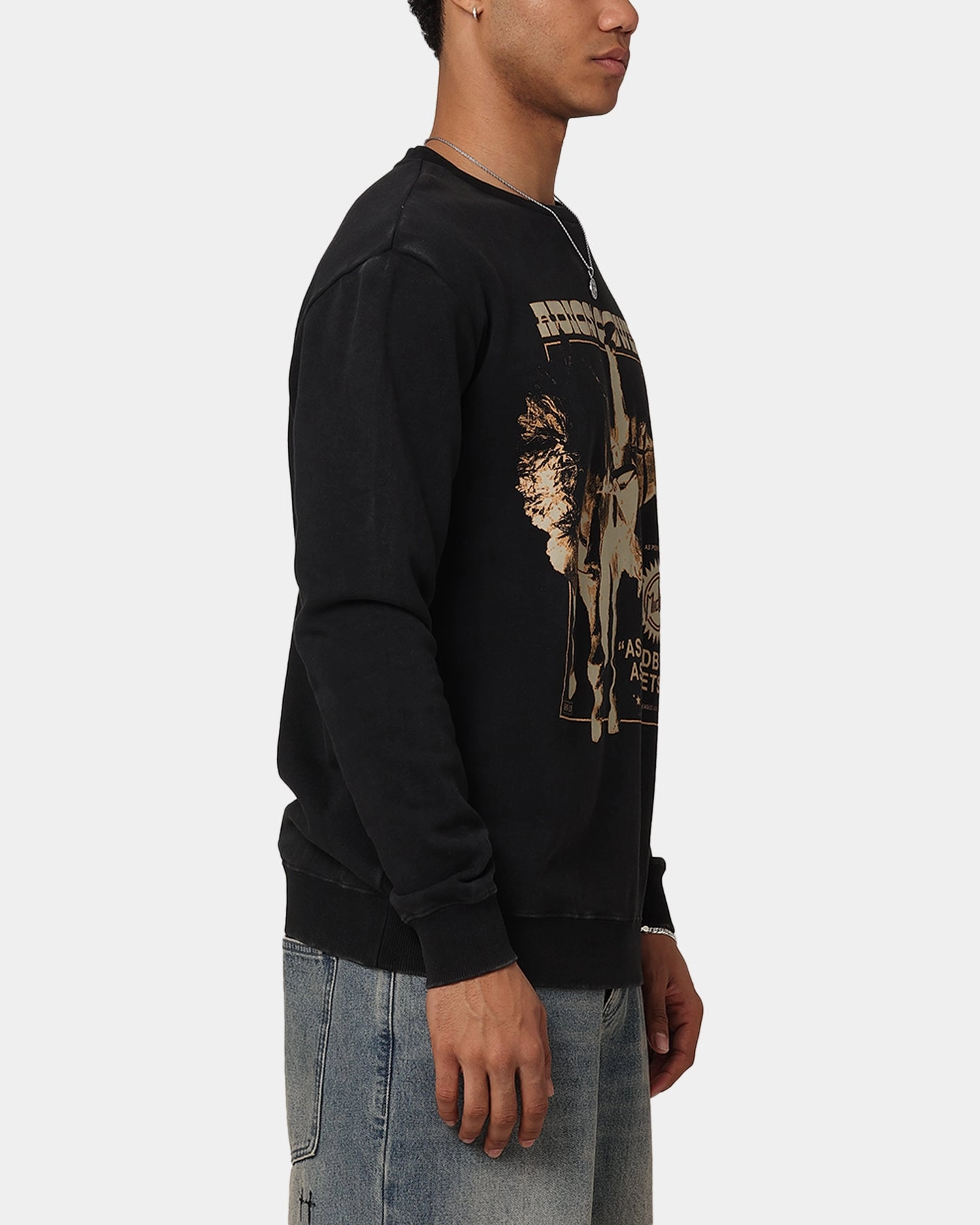 Midland Crewneck Sweater Washed Black Simple Outer