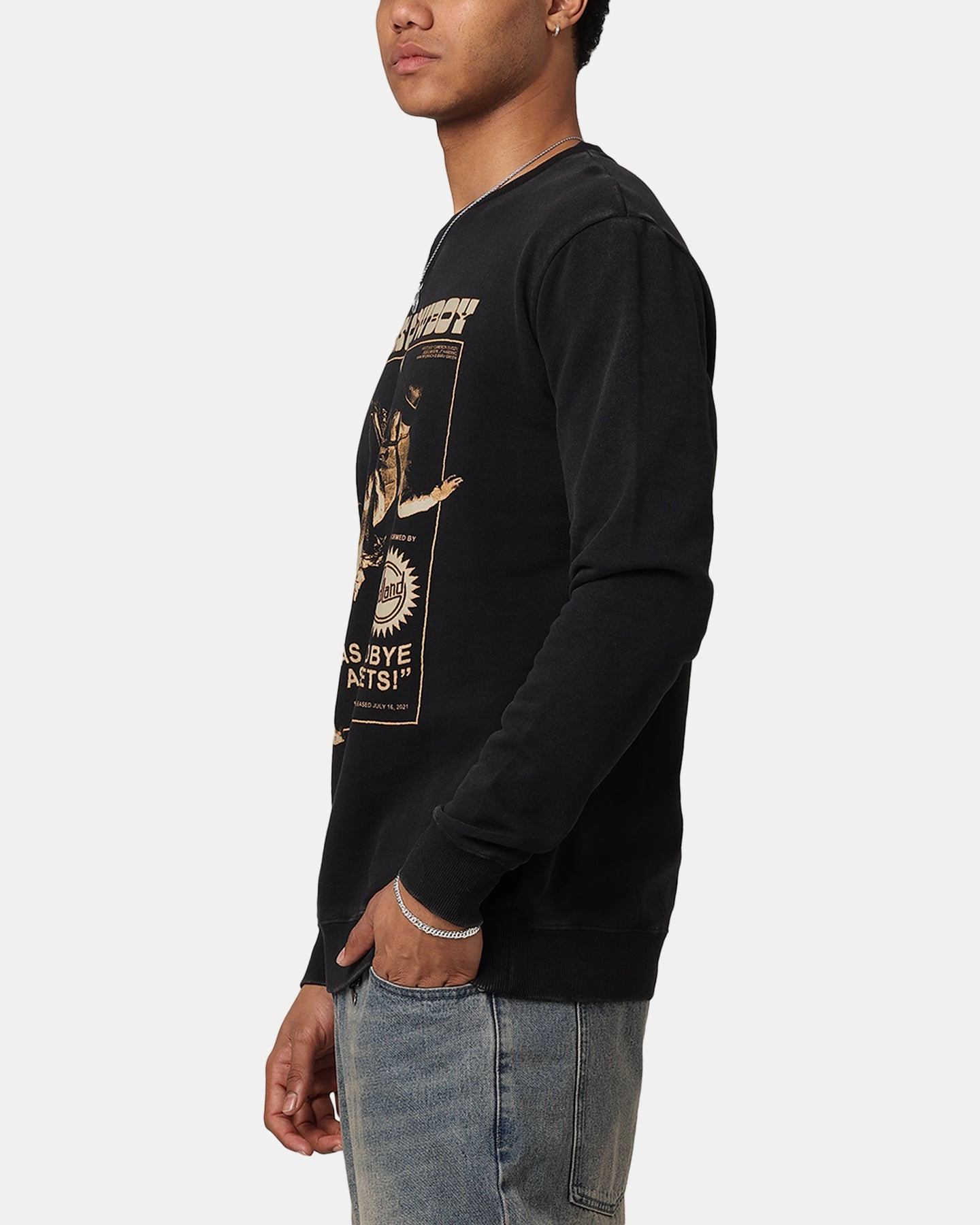 Midland Crewneck Sweater Washed Black Vegan Fabric