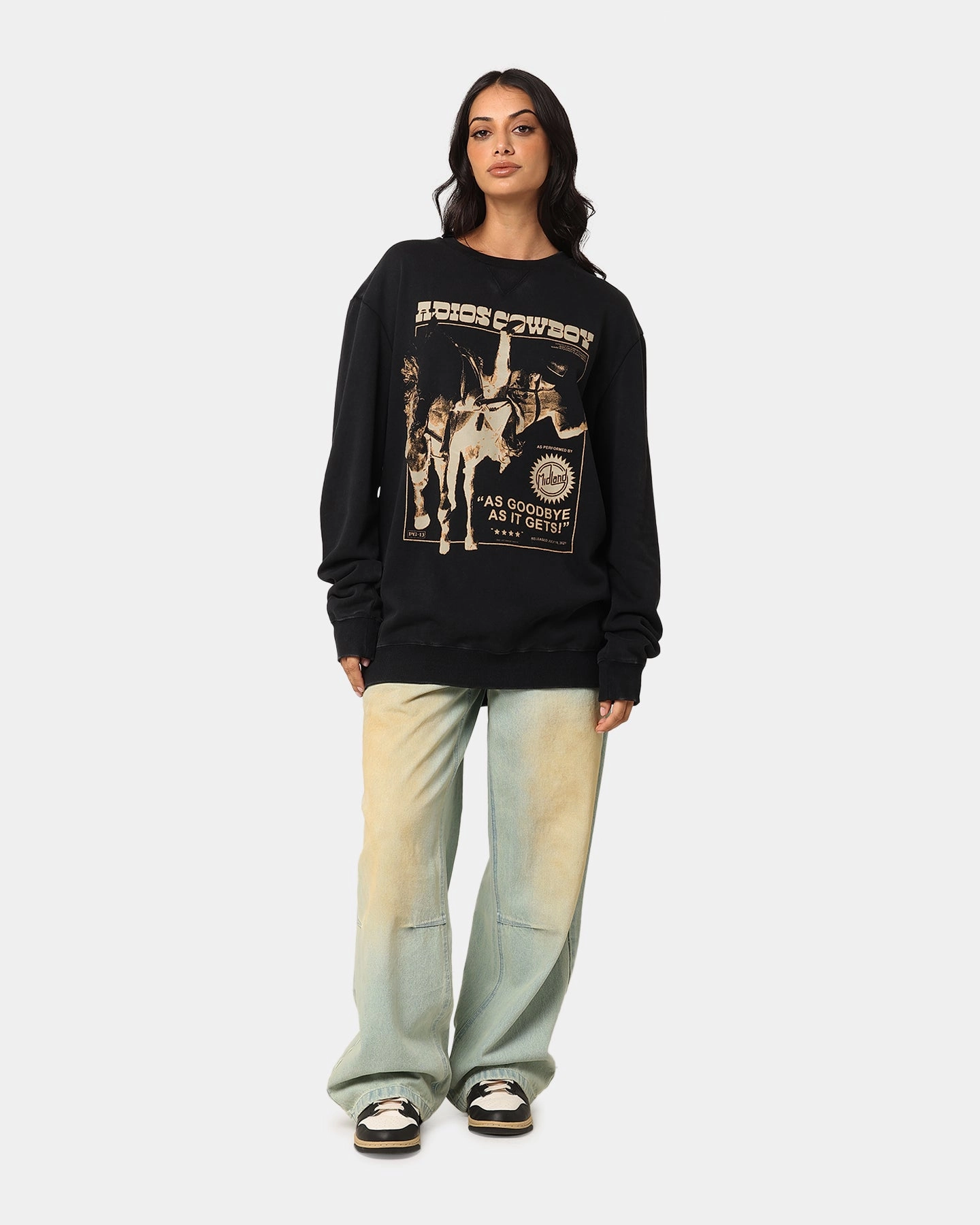 Softshell Coating Midland Crewneck Sweater Washed Black