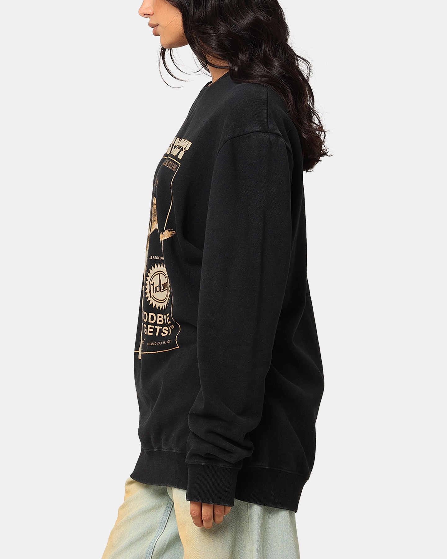 Midland Crewneck Sweater Washed Black QuickDry Fabric