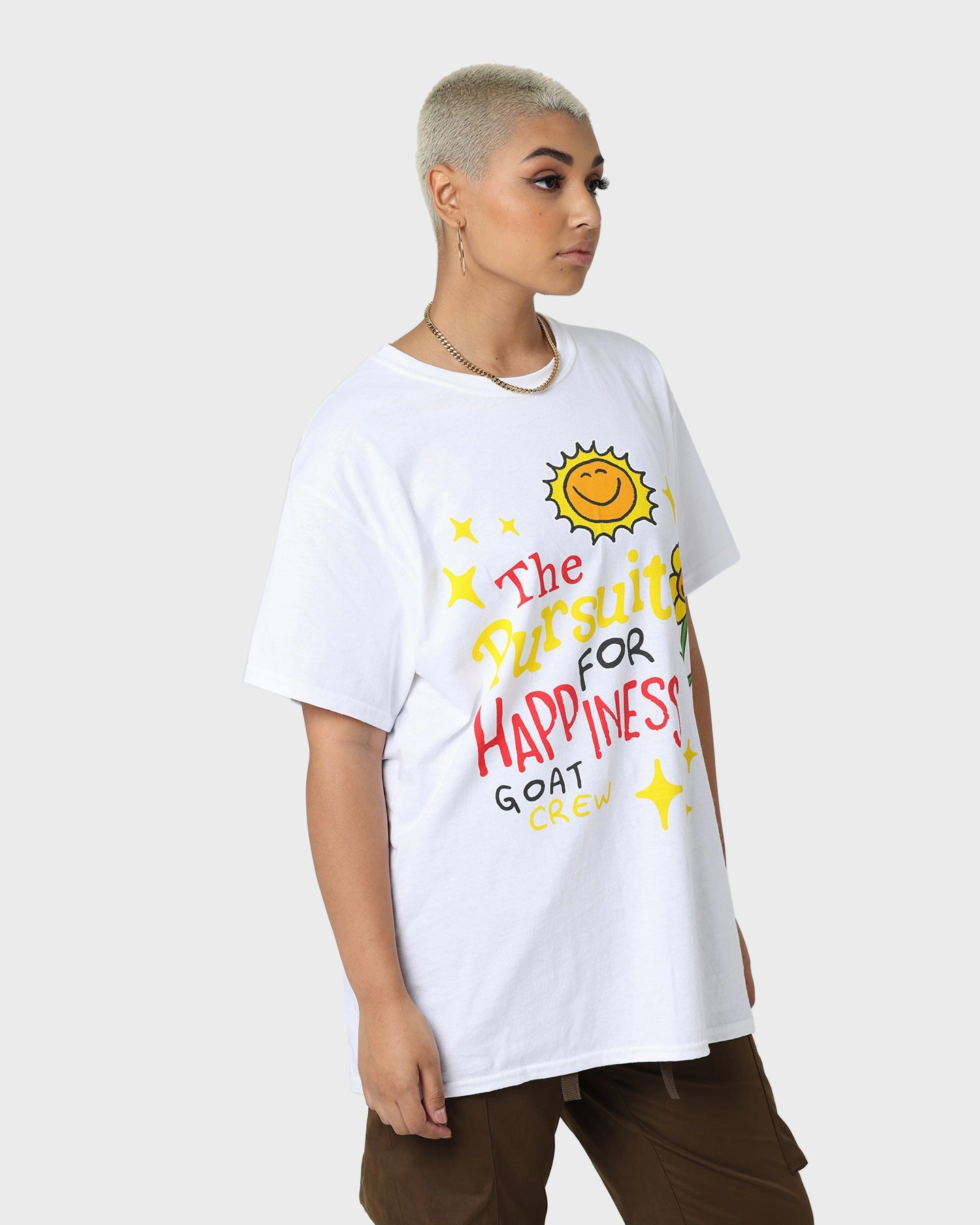 MultipurposeCuffs Goat Crew Pursuit 4 Happiness T-Shirt White