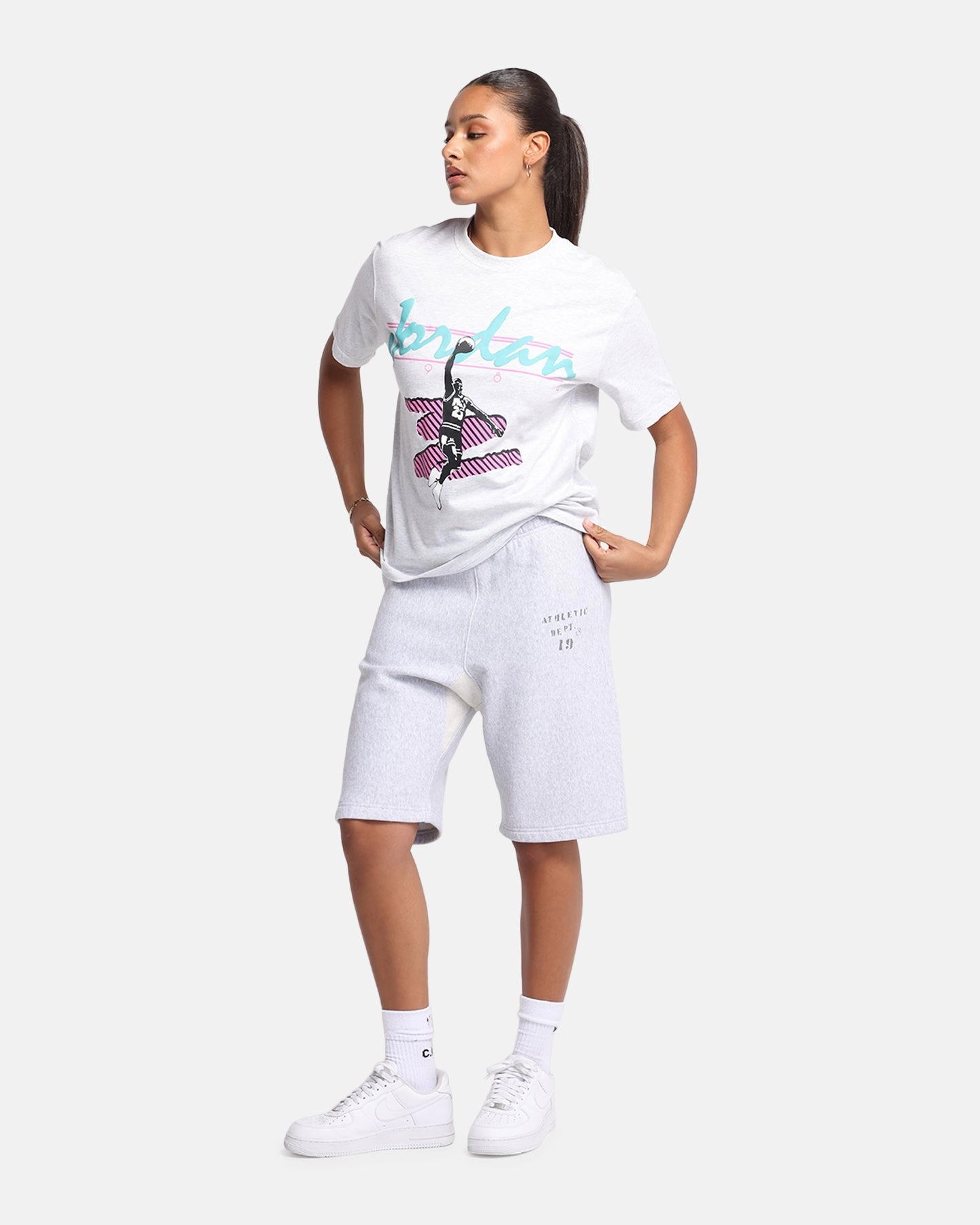 Fashion-Forward Look Summer Essential Jordan Women's MVP Graphic T-Shirt Birch Heather