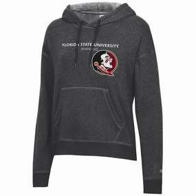 Champion Women's Florida State University Seminoles/Seminole Logo Design Tri-Blend Fleece Hood - Black short service life Low Profile Collar