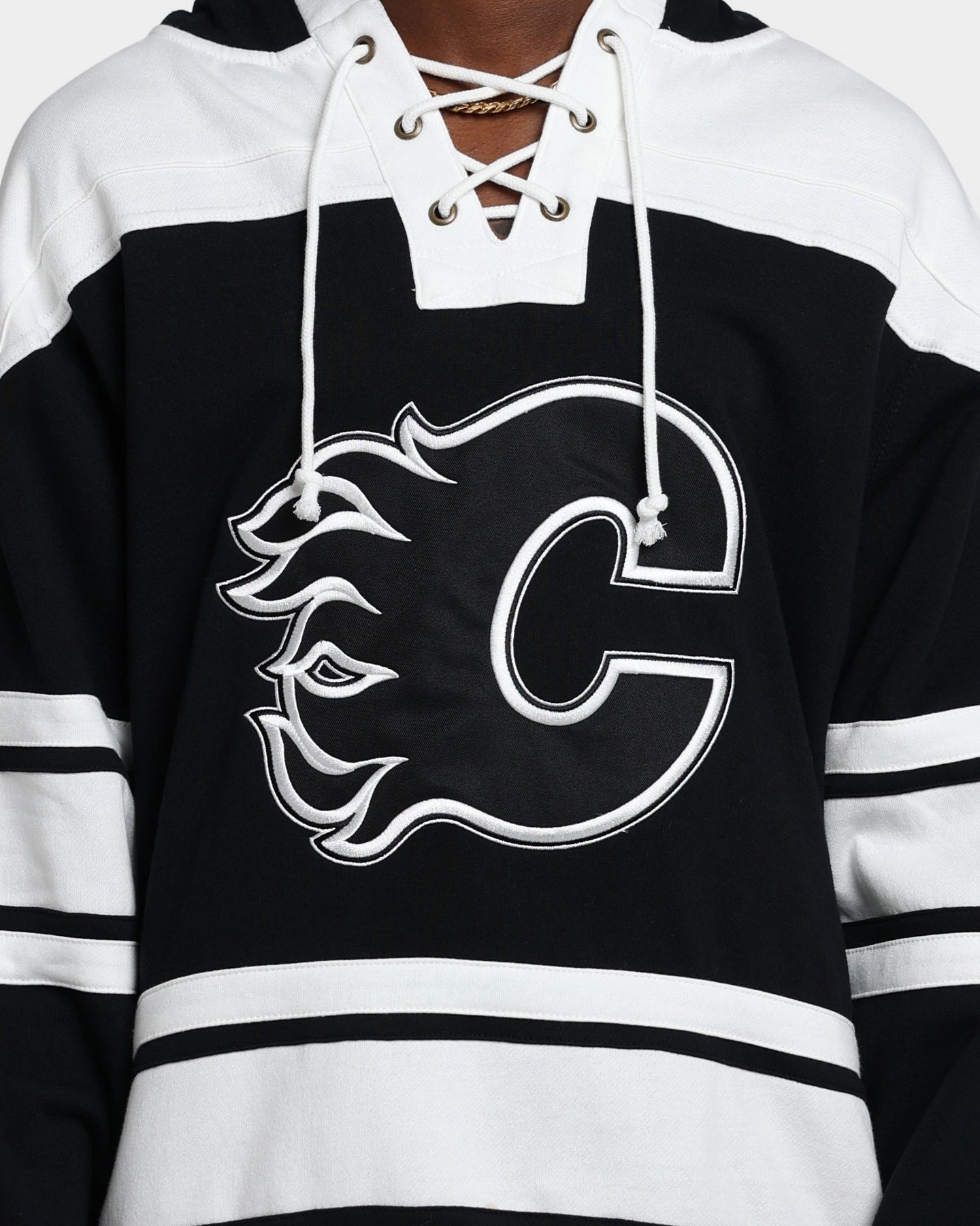 FleeceBacking Cold Weather 47 Brand Calgary Flames Superior Lacer Hoodie Jet Black