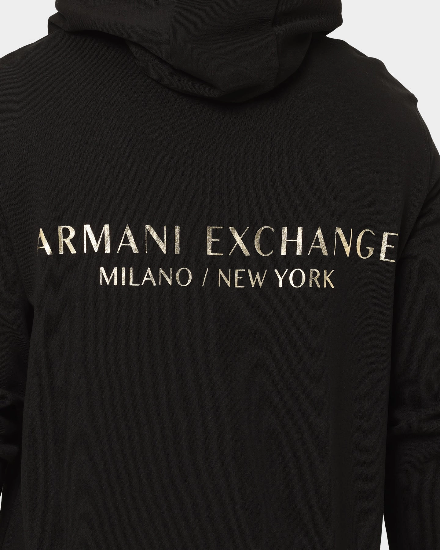 Armani Exchange Felpa Hoodie Black Sophisticated Layer Look