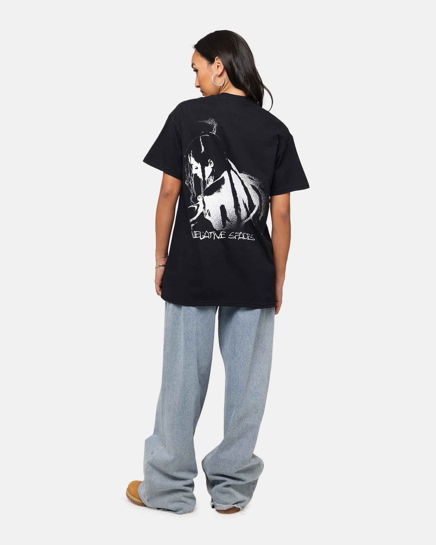 Leather combination Poppy Negative Spaces T-Shirt Black
