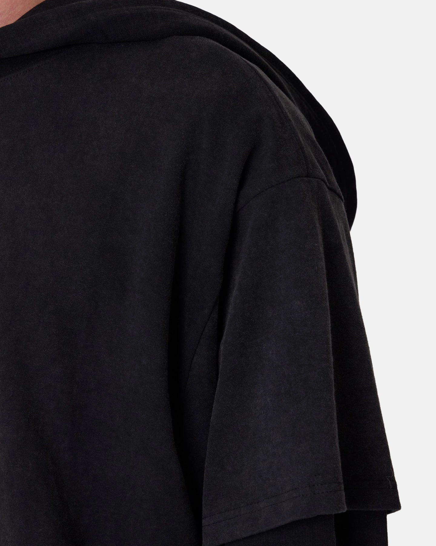 MNML Over Tee Layered Hoodie Washed Black suitable for anniversaries