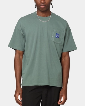 Carre Floral Pocket Oversized T-Shirt Forest Green AllDay Comfort TemperatureRegulating