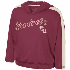 Colosseum Toddler Girl's Seminoles/Stacked FSU Rhinestone Design Long Sleeve Hooded T-shirt - Garnet Relaxing Day