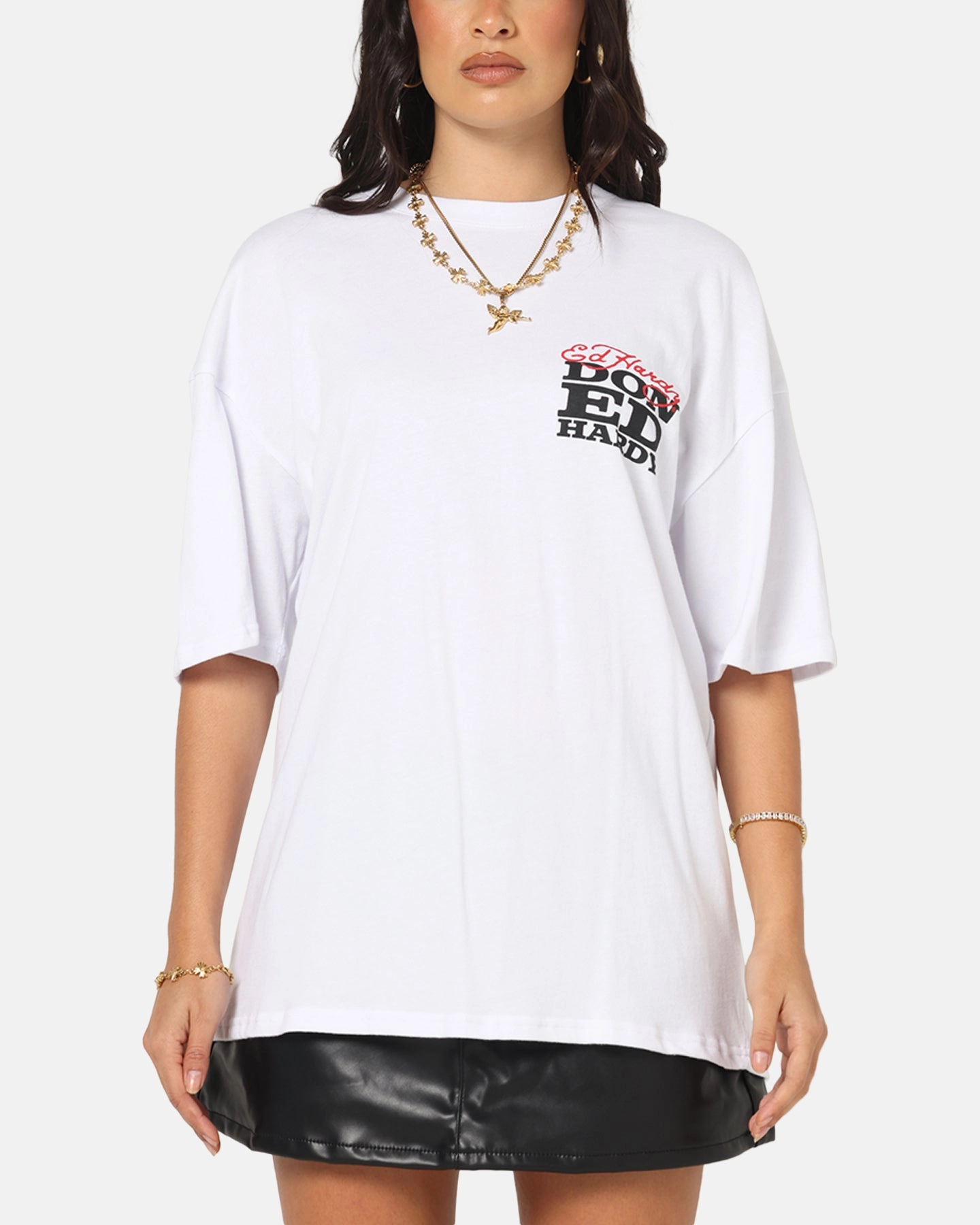 Ed Hardy Flaming Skull T-Shirt White Thermal Regulating Layer