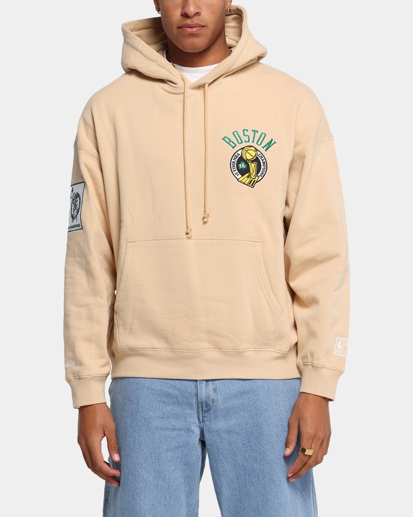 mesh panels rural scene Mitchell & Ness Boston Celtics National Champions Hoodie Pebble