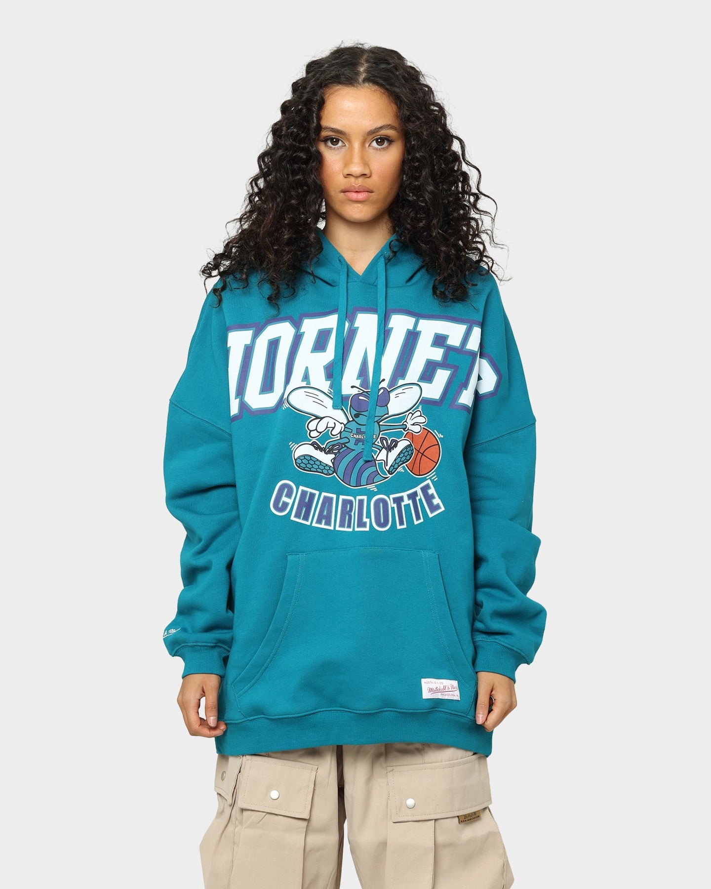 Fedora Mitchell & Ness Charlotte Hornets XL Arch Hood Faded Teal