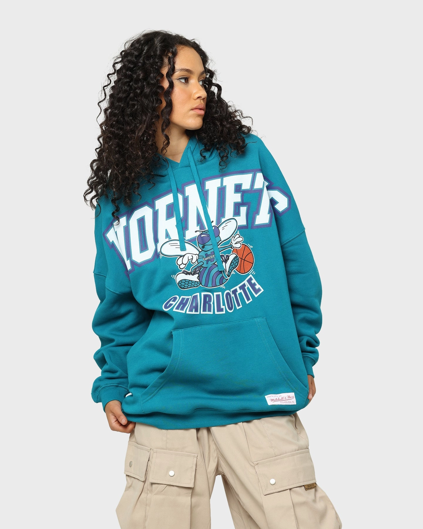 Mitchell & Ness Charlotte Hornets XL Arch Hood Faded Teal Job