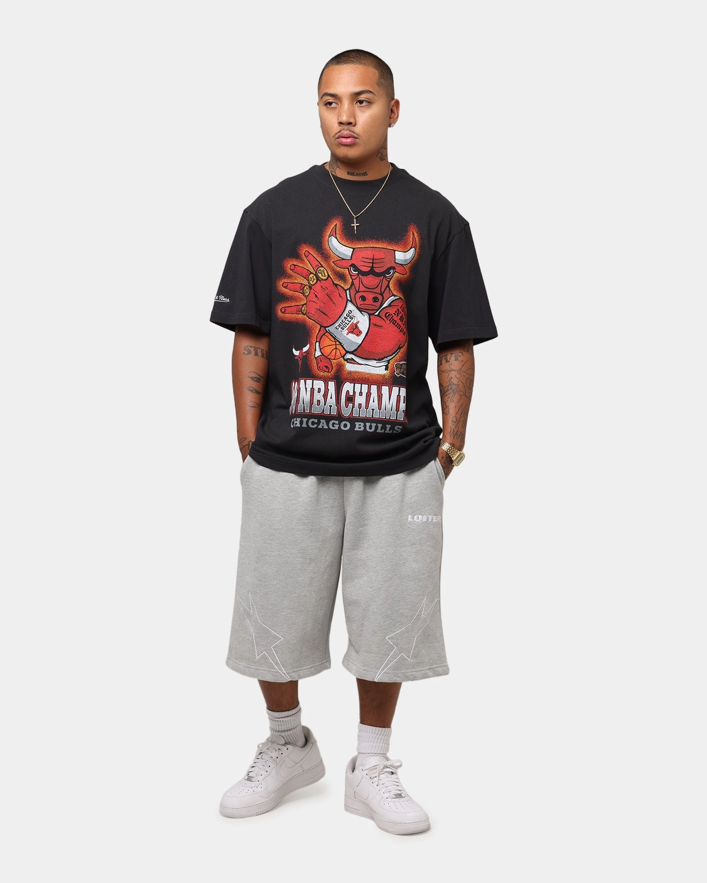 Mitchell & Ness Chicago Bulls '96 NBA Champs T-Shirt Faded Black Breathable Layer