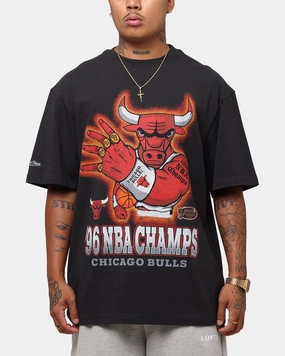 Mitchell & Ness Chicago Bulls '96 NBA Champs T-Shirt Faded Black Fit For Comfort