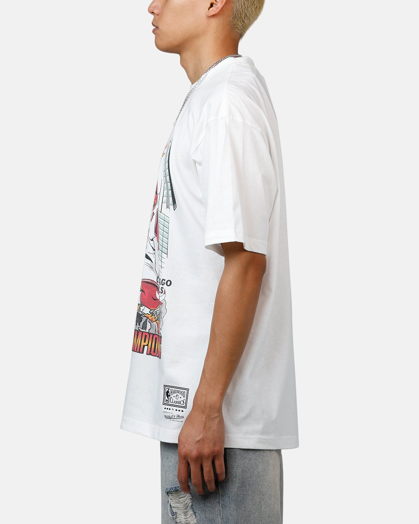 Mitchell & Ness Chicago Bulls Board Beaker T-Shirt Vintage White Fashion Layering